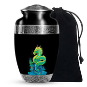 Green Dragon Cremation Urn - Black Memorial Urn For Loved Ones