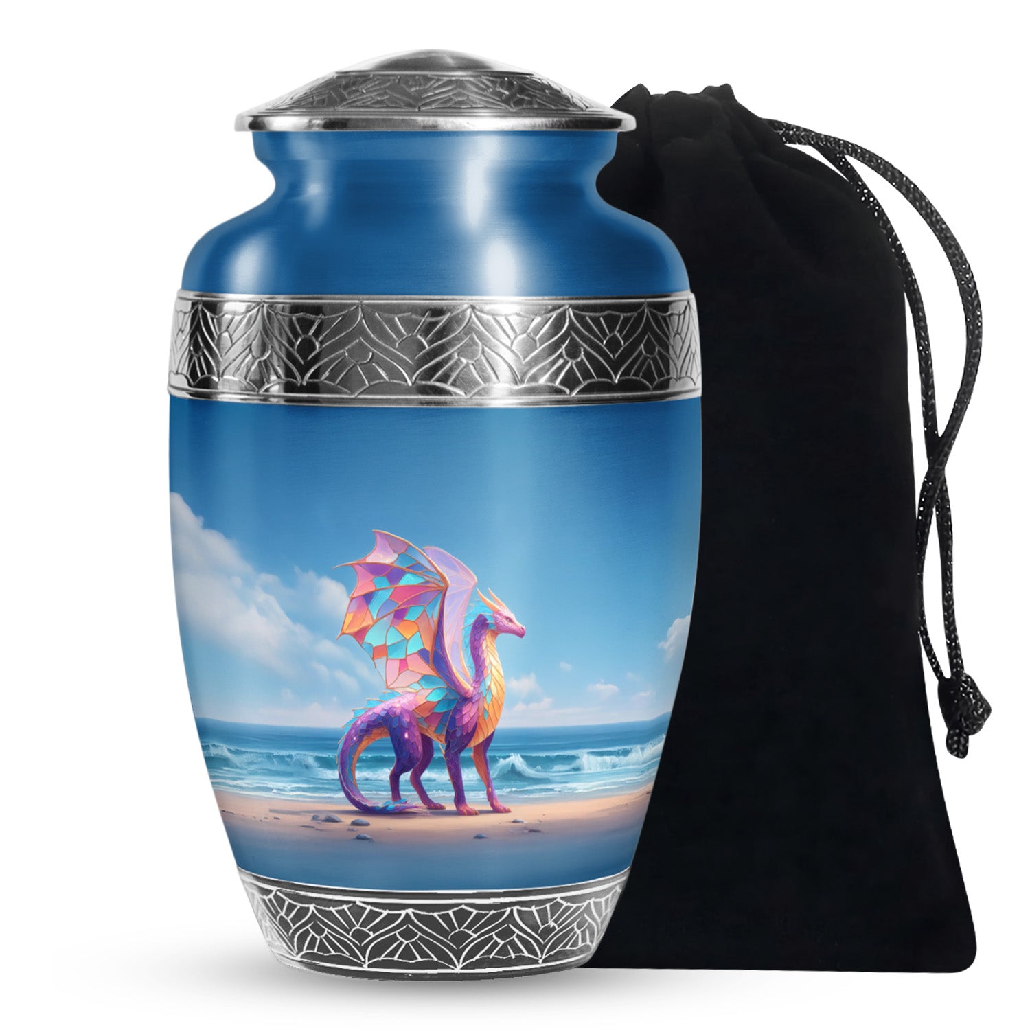 Colorful Dragon Memorial Urn - Ocean Fantasy Cremation Urn For Burial