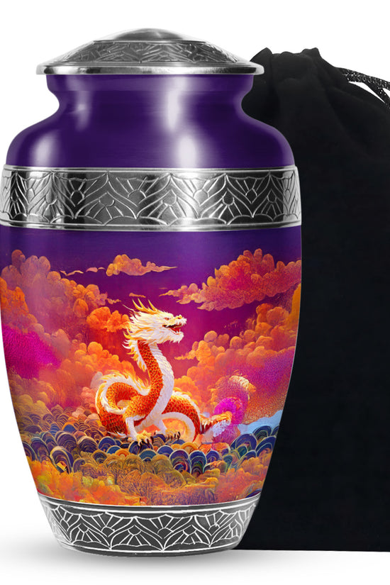 Asian Dragon Memorial Urn - Fire Themed Cremation Urn For Loved Ones