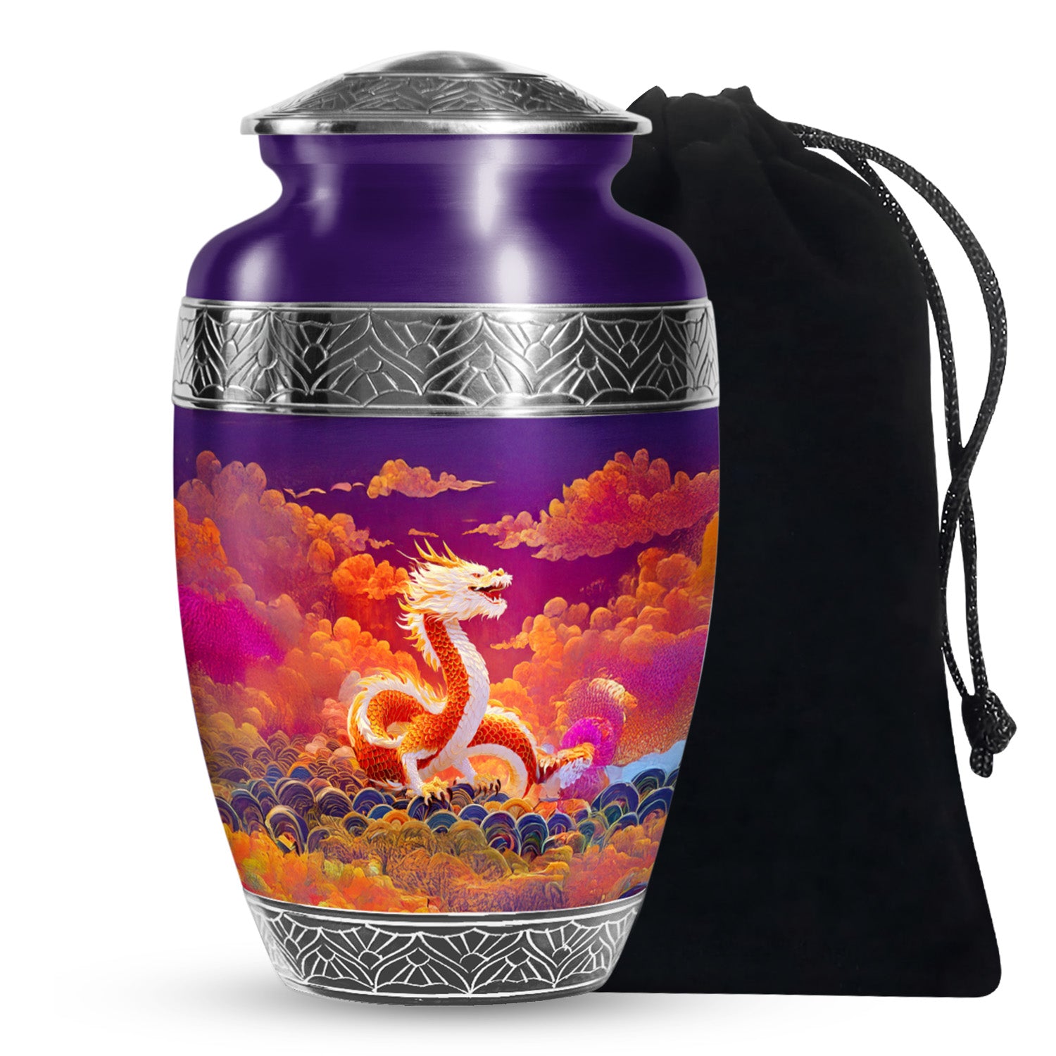 Asian Dragon Memorial Urn - Fire Themed Cremation Urn For Loved Ones