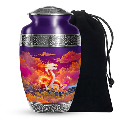 Asian Dragon Memorial Urn - Fire Themed Cremation Urn For Loved Ones