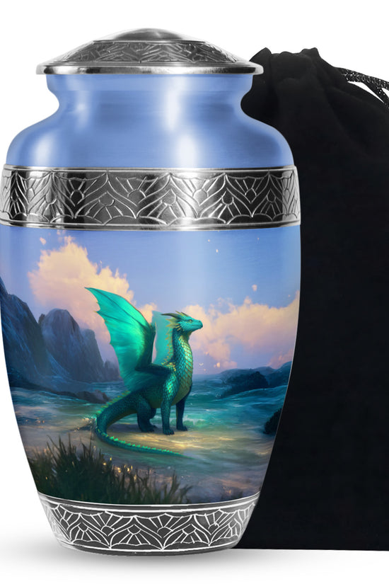Green Dragon Memorial Urn For Ashes - Beautiful Cremation Urn For Burial