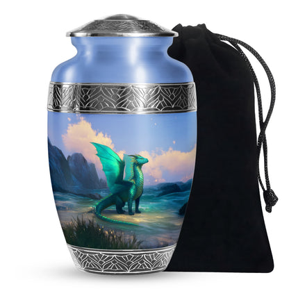 Green Dragon Memorial Urn For Ashes - Beautiful Cremation Urn For Burial