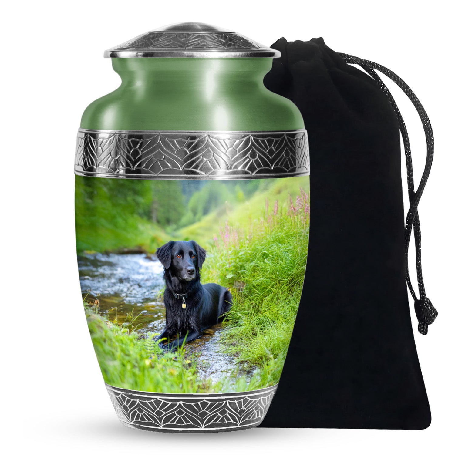 Black Dog Cremation Urn - Beautiful Peaceful Tribute For Loved Ones