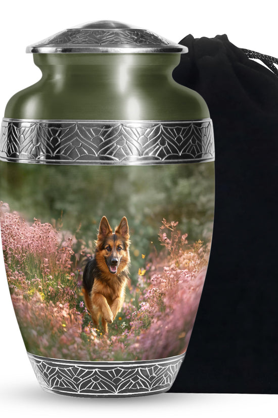 German Shephard Themed Burial Urn - Beautiful Urns For Pet Ashes