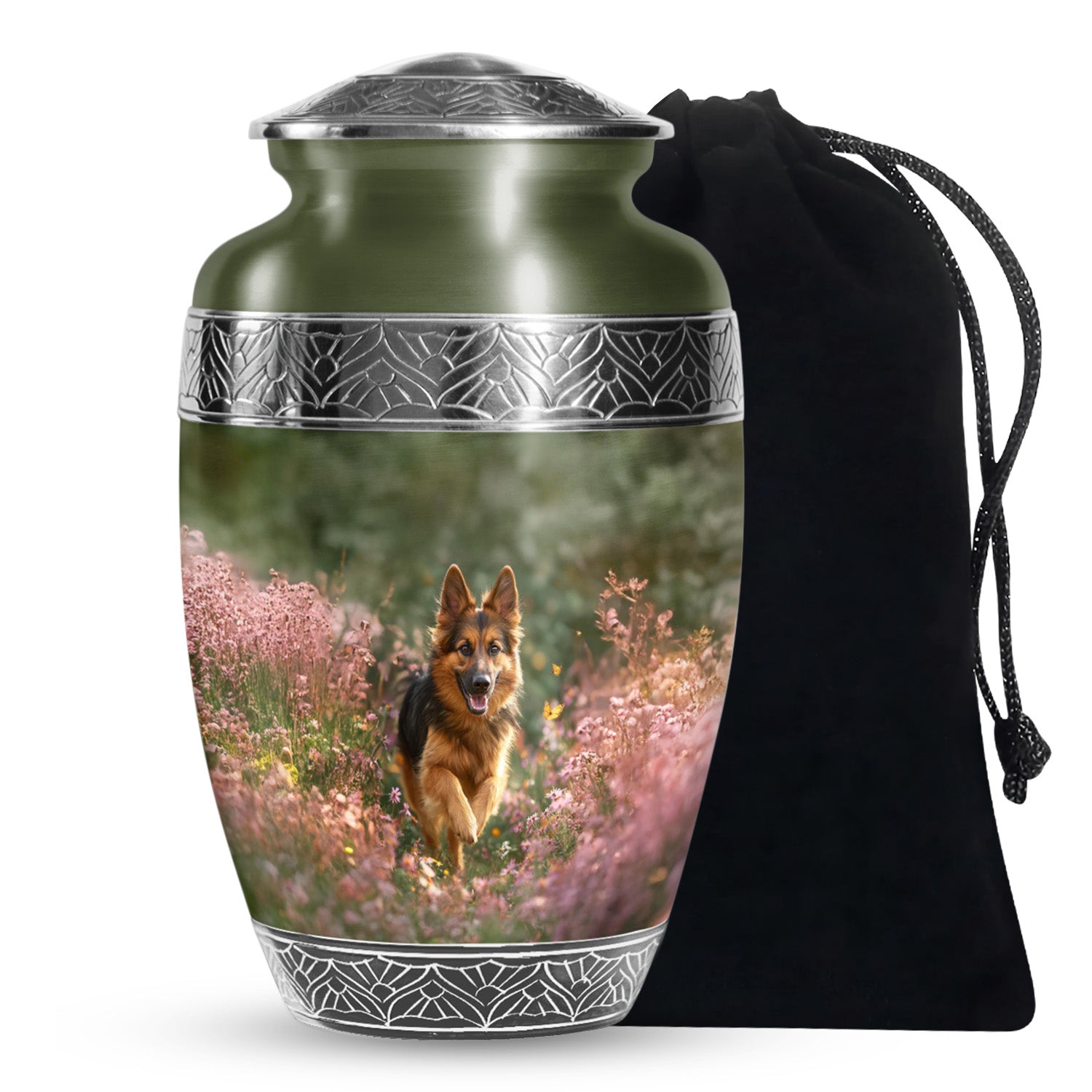 German Shephard Themed Burial Urn - Beautiful Urns For Pet Ashes