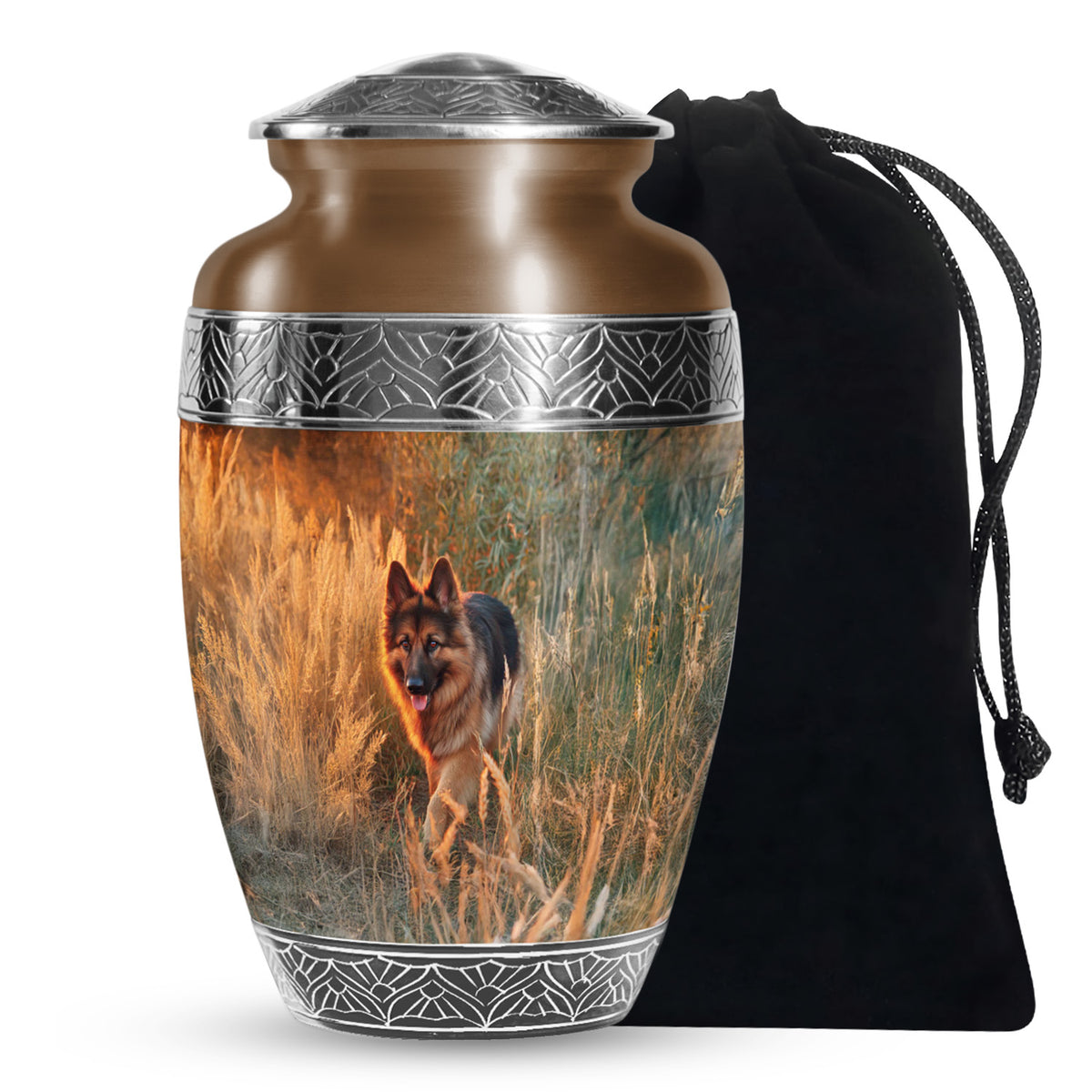 Peaceful Sunset Dog Memorial Urn - German Shepherd Funeral Urn For Ashes