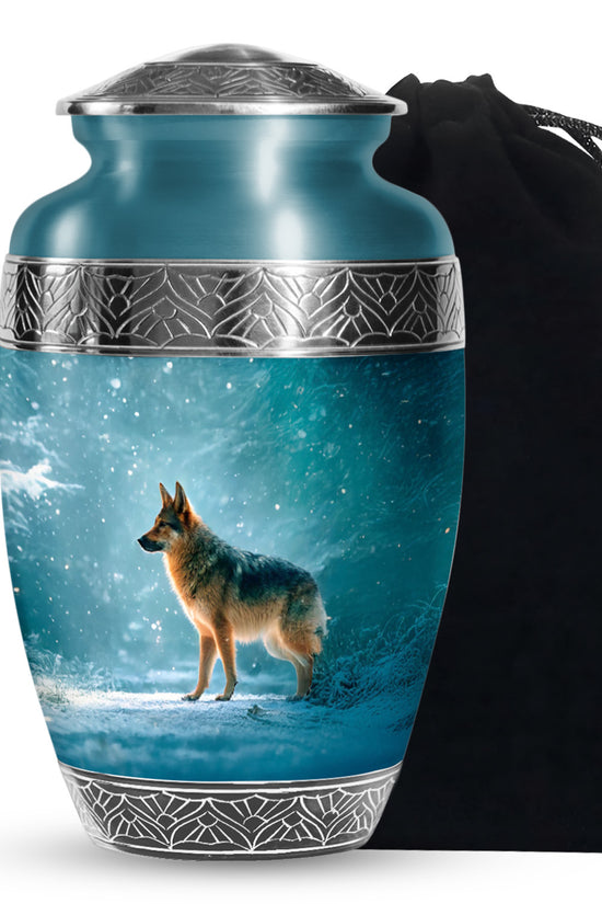 Snowfall Memorial Urn For Dogs - German Shephard Cremation Urn For Sale