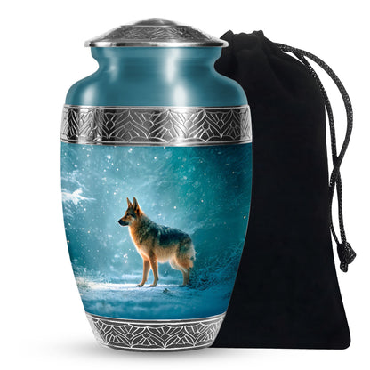 Snowfall Memorial Urn For Dogs - German Shephard Cremation Urn For Sale