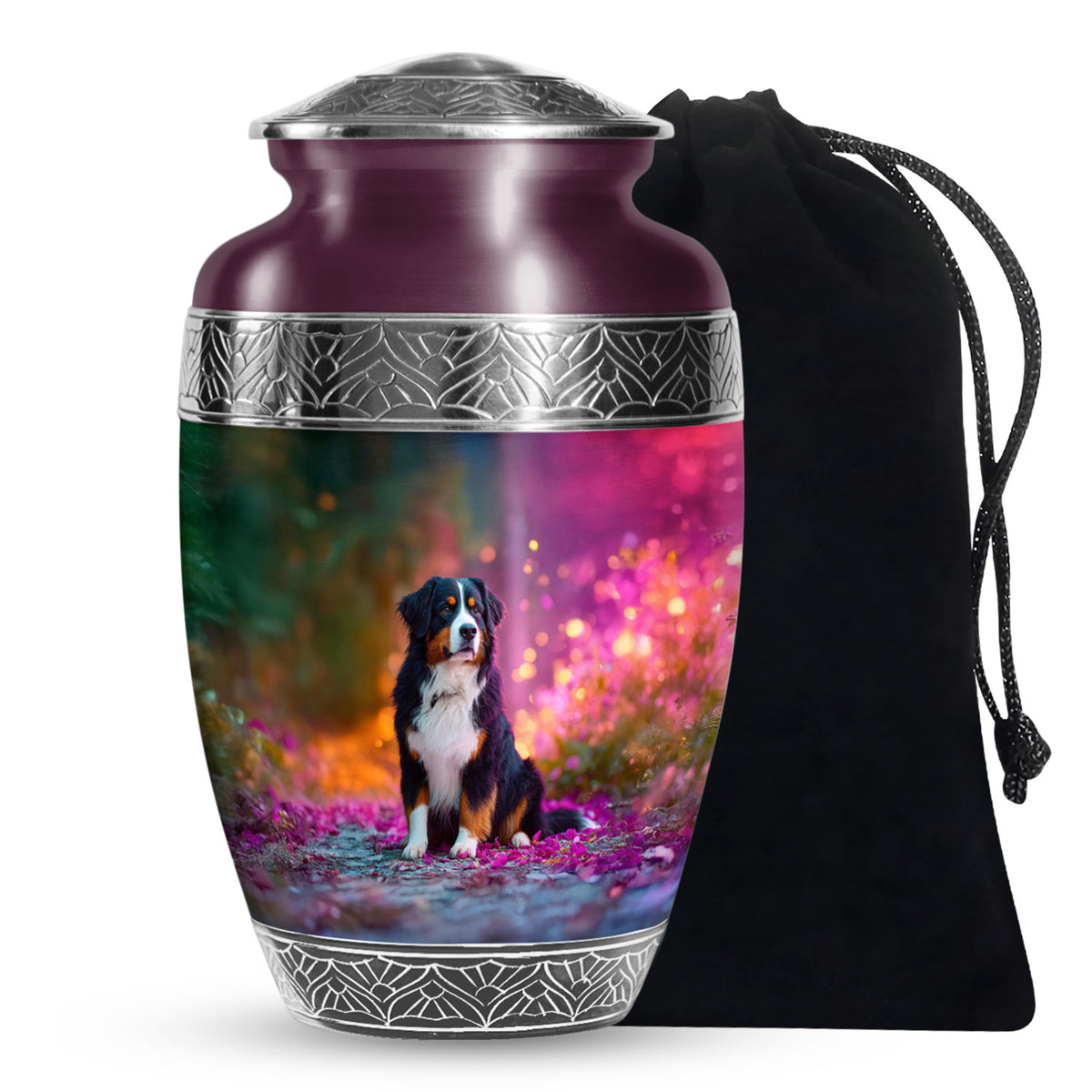 Bernese Mountain Dog Themed Urn - Personalized Pet Urns For Ashes