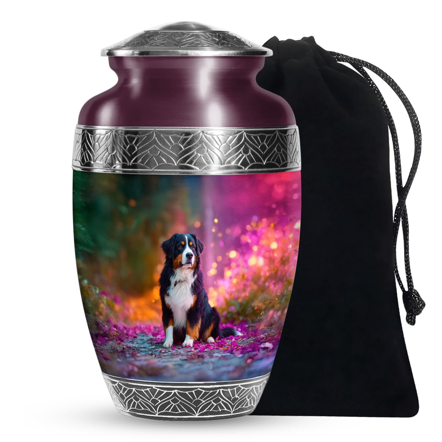 Bernese Mountain Dog Themed Urn - Personalized Pet Urns For Ashes