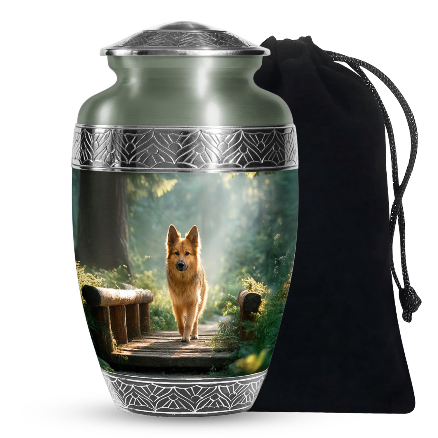 Golden Pet Dog Funeral Urn - Forest Memorial Urn For Pet