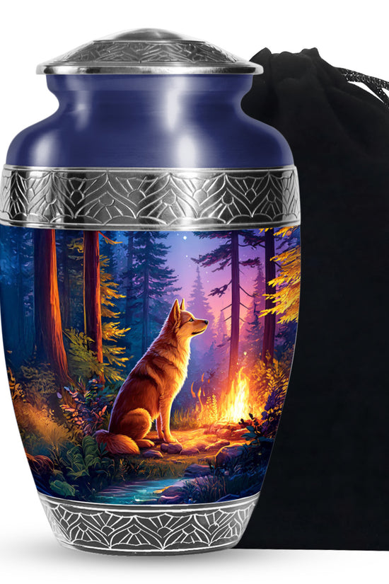 Husky Dog Cremation Urn - Forest Memorial Urn For Pet Ashes