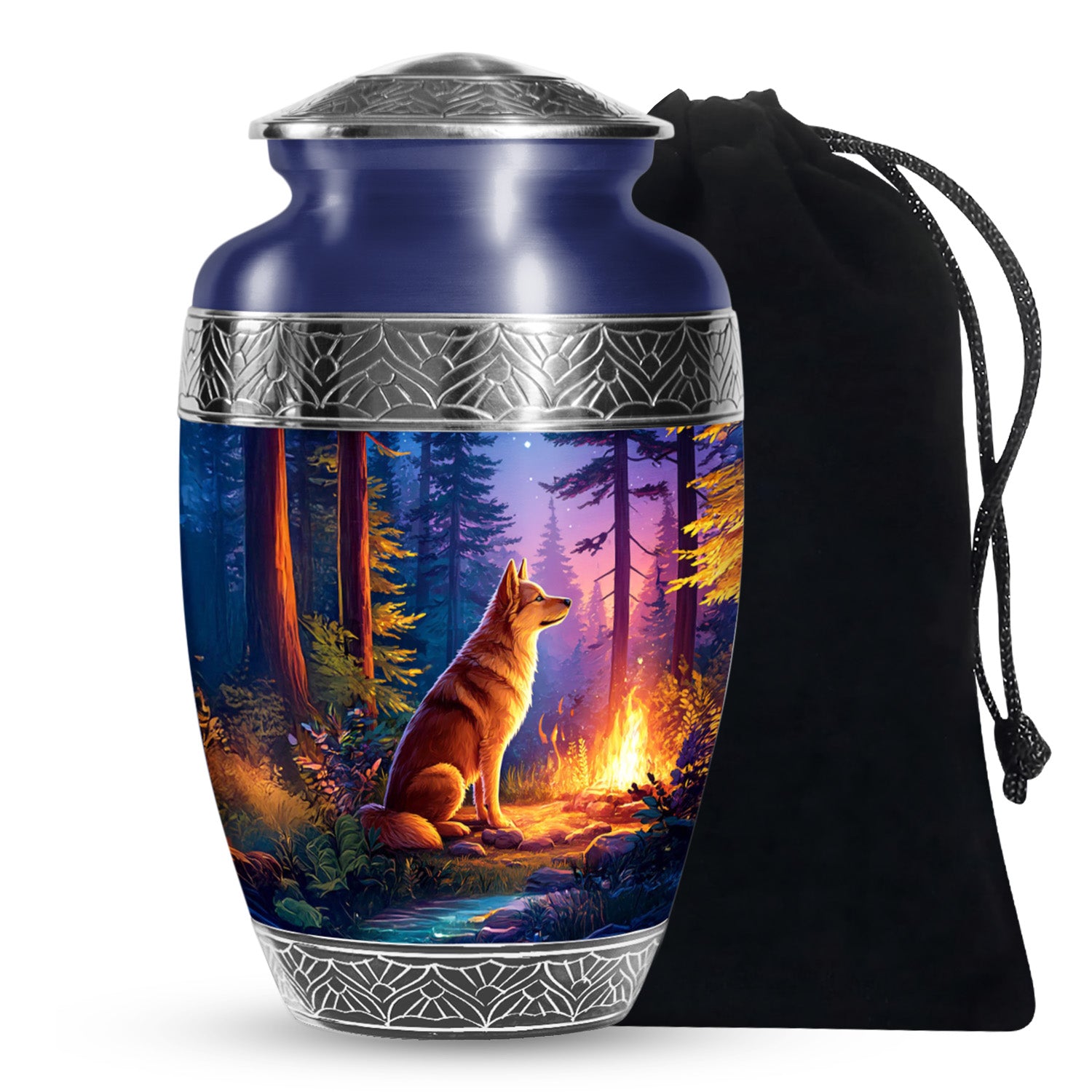 Husky Dog Cremation Urn - Forest Memorial Urn For Pet Ashes
