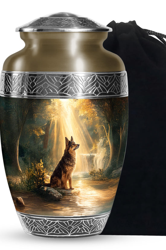 German Shepherd Fuenral Urn - Peaceful Forest Memorial Urn For Dog
