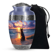 German Shepherd Tribute Funeral Urn - Ocean Sunset Memorial For Dog Ashes