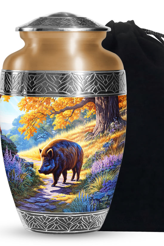 Boar Nature Cremation Urns - Beautiful Fall Forest Funeral Urns For Ashes