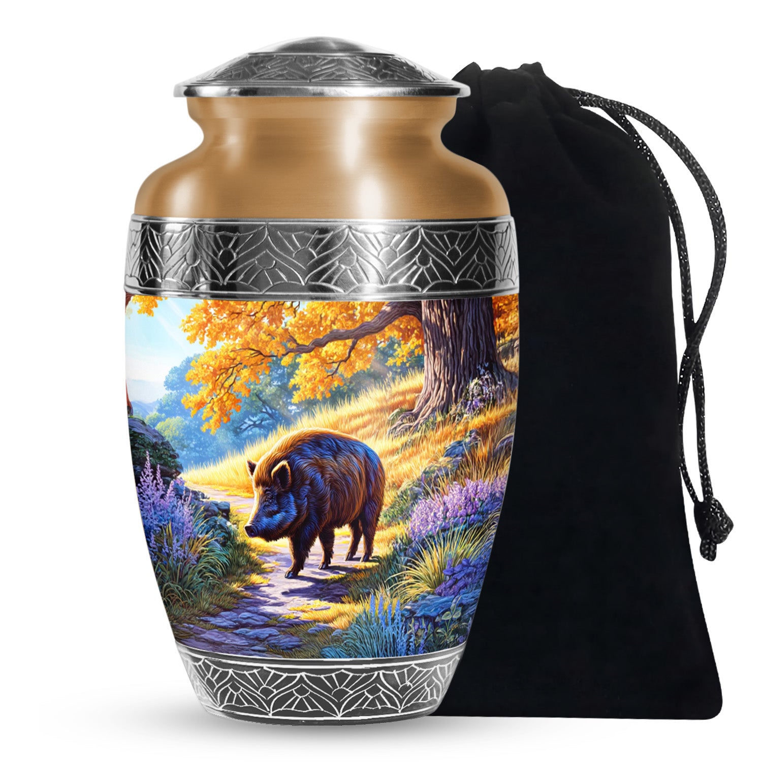 Boar Nature Cremation Urns - Beautiful Fall Forest Funeral Urns For Ashes