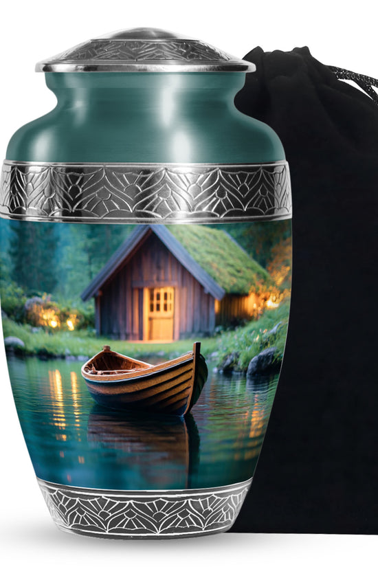 Wooden Boat Urn - Peaceful Lake Cremation Urns For Human Ashes