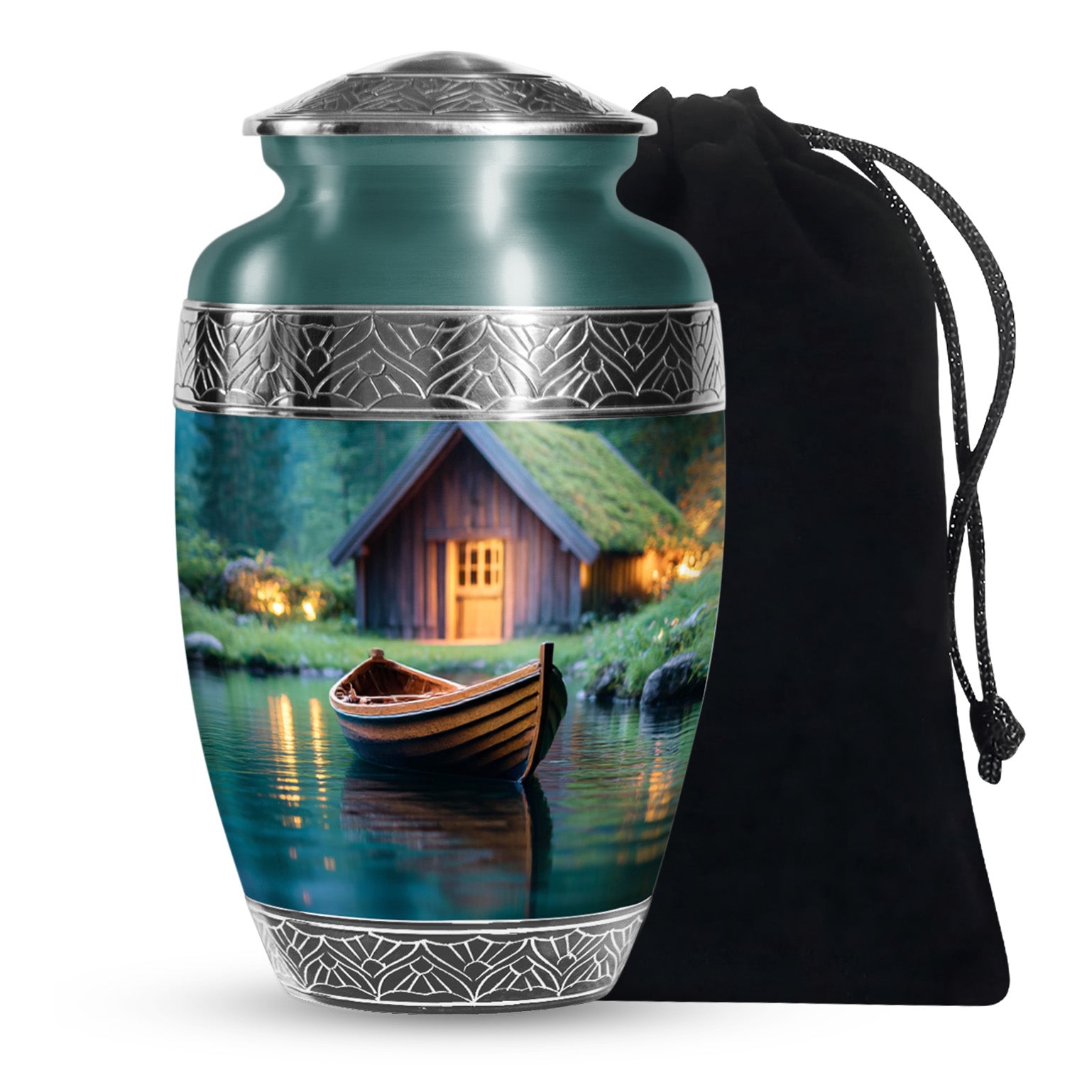 Wooden Boat Urn - Peaceful Lake Cremation Urns For Human Ashes