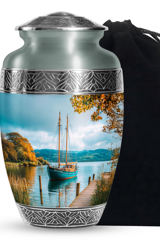 Sailboat Funeral Urn - Lake Memorial Urn For Male & Female Ashes