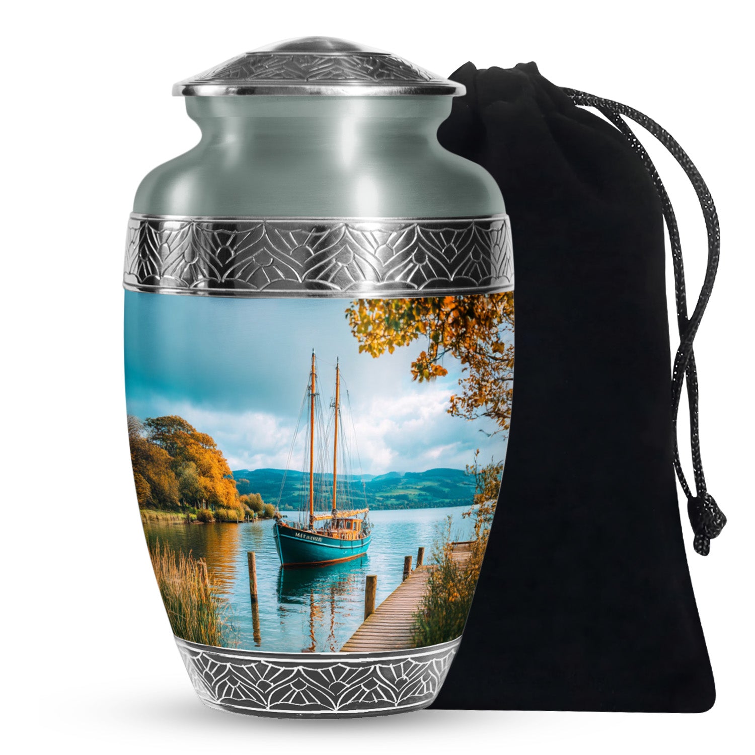 Sailboat Funeral Urn - Lake Memorial Urn For Male & Female Ashes