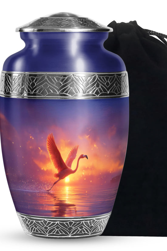 Flying Flamingo Cremation Urn - Sunset Scenic Urns For Human Ashes