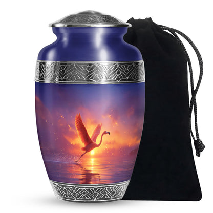 Flying Flamingo Cremation Urn - Sunset Scenic Urns For Human Ashes