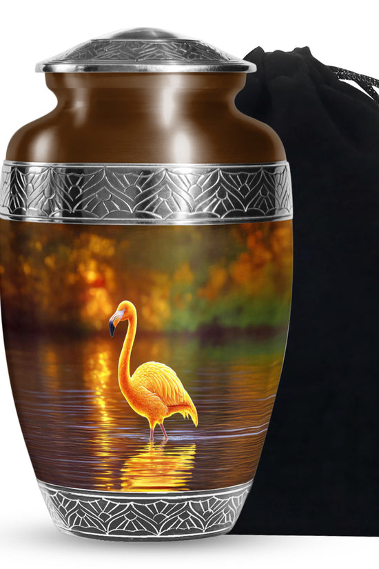 Golden Flamingo Cremation Urn - Artistic Urns For Human Ashes