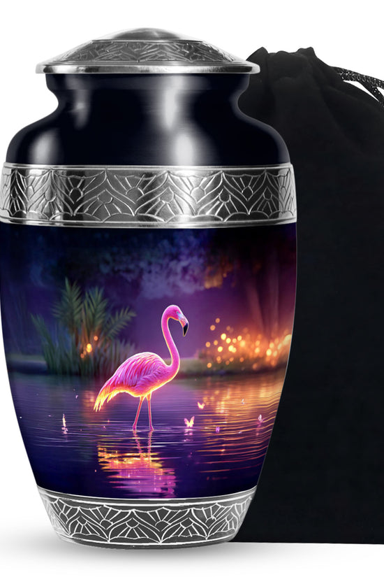 Pink Flamingo Memorial Urn - NIght Scenic Cremation Urns For Ashes