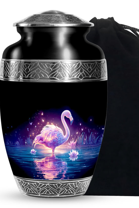 Majestic Flamingo Cremation Urn - Black Memorial Urns For Human Ashes
