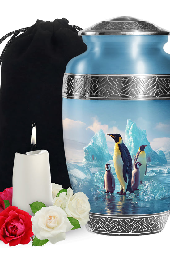 Penguin Family Memorial Urn - Arctic Cremation Urn For Loved Ones