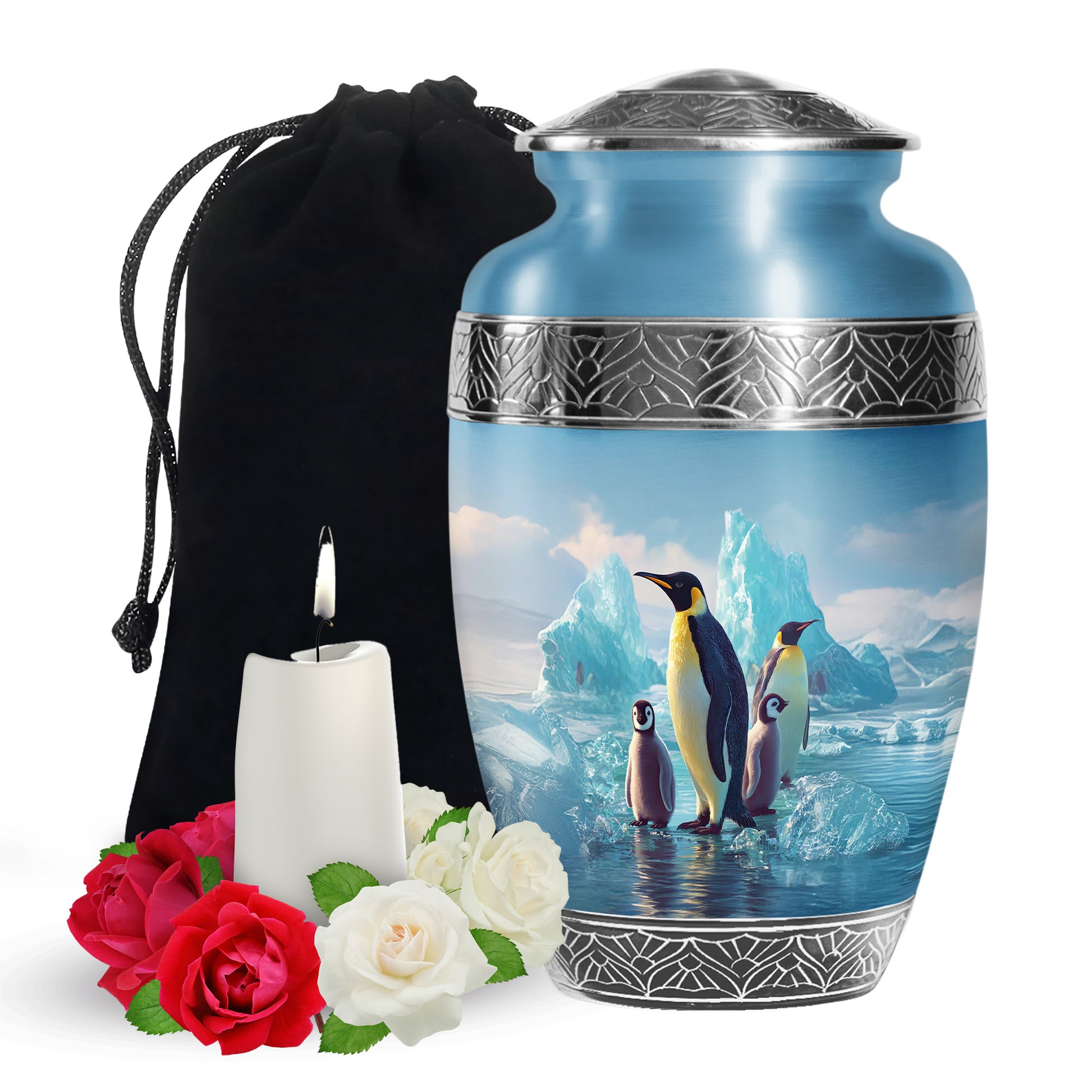 Penguin Family Memorial Urn - Arctic Cremation Urn For Loved Ones