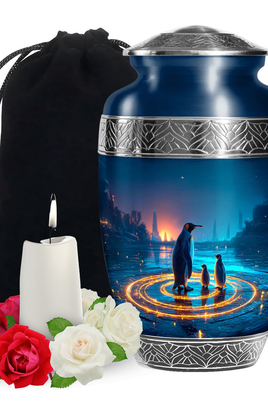 Penguin Night Glow Creamtion Urn - Elegant Funeral Urn For Ashes