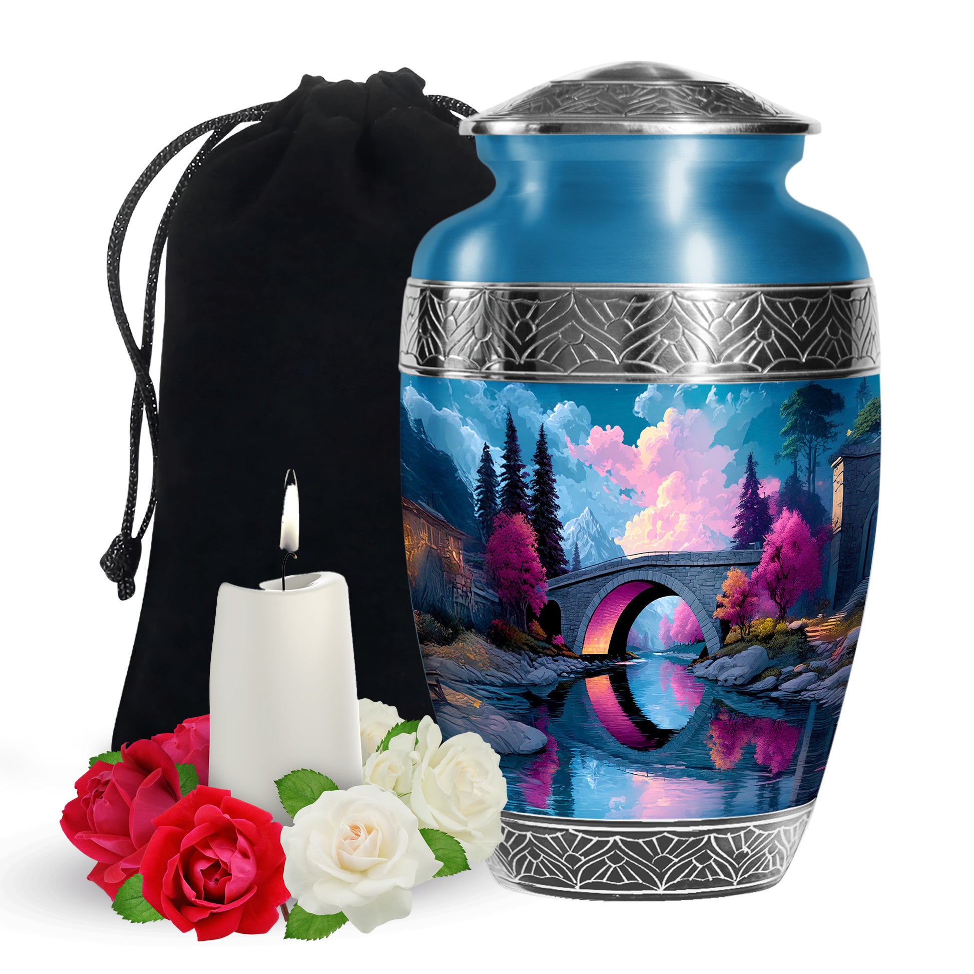Bridge Landscape Cremation Urn For Ashes – River Memorial Urn For Burial