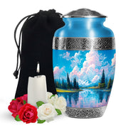 Beautiful Mountain Cremation Urn - Peaceful Nature Memorial Urn For Human Ashes