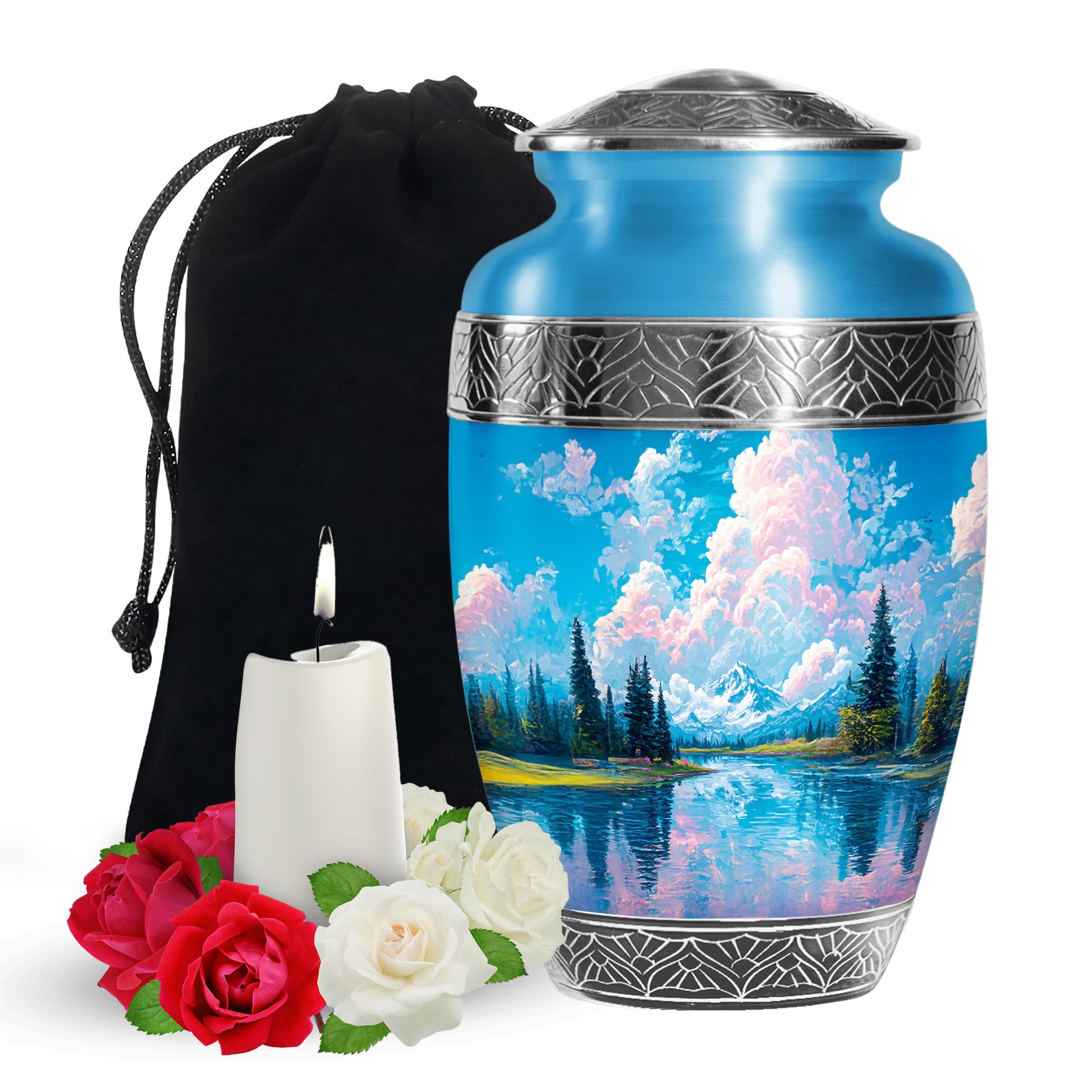 Beautiful Mountain Cremation Urn - Peaceful Nature Memorial Urn For Human Ashes