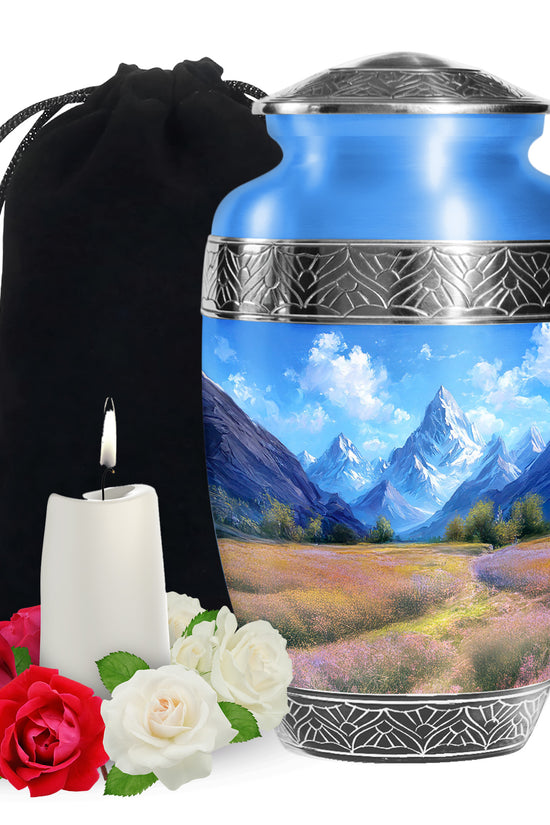 Snow Mountain Funeral Urn - Scenic Nature Cremation Urn For Loved Ones