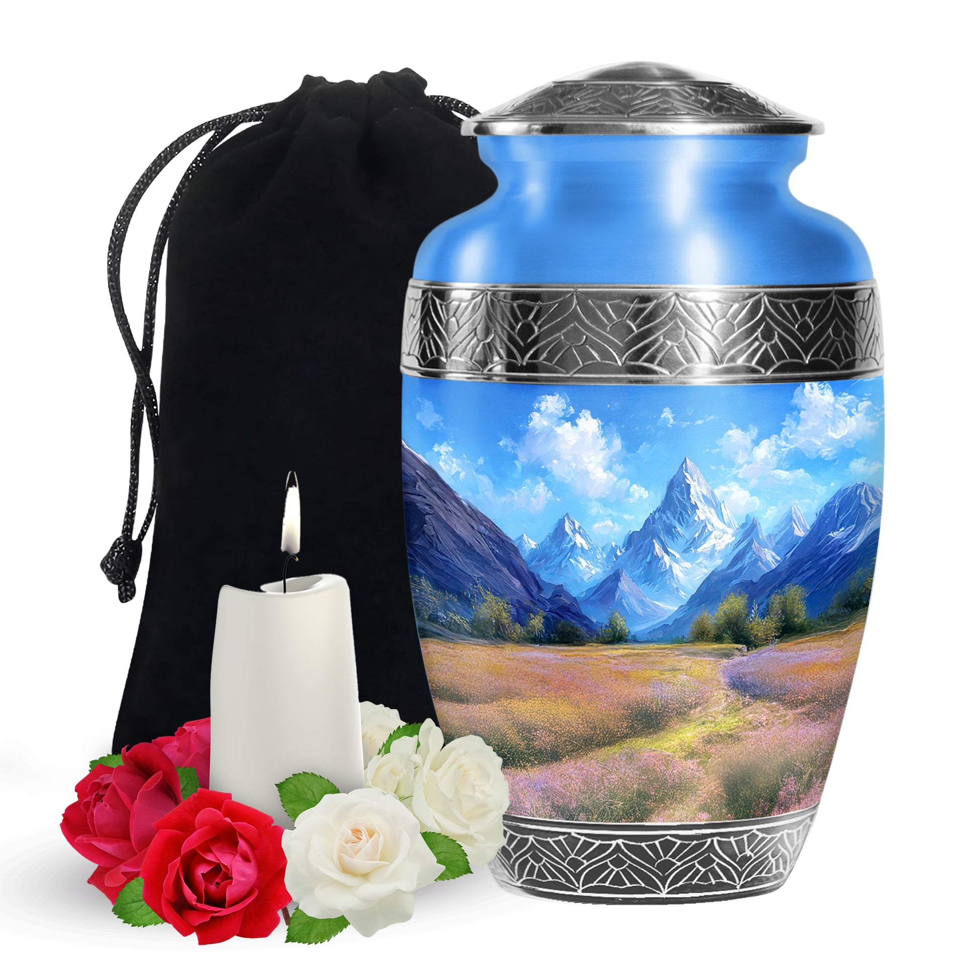 Snow Mountain Funeral Urn - Scenic Nature Cremation Urn For Loved Ones