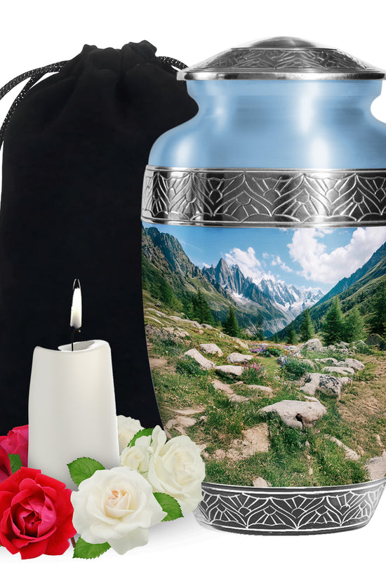 Mountain Valley Funeral Urn - Peaceful Nature Tribute Memorial Urn For Adult Ashes