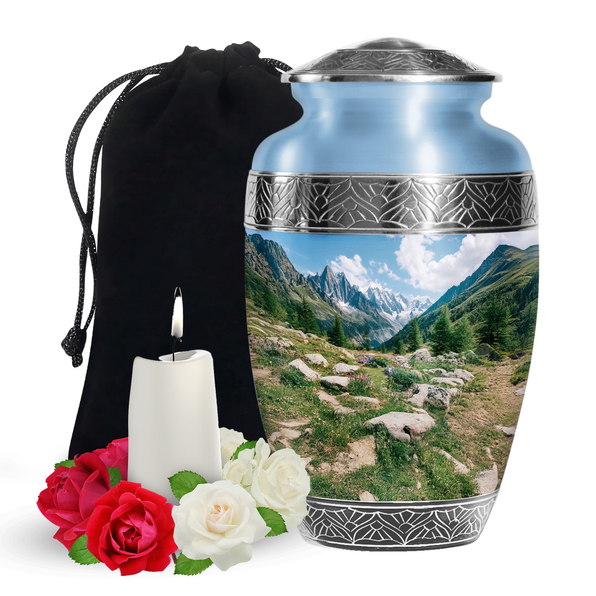 Mountain Valley Funeral Urn - Peaceful Nature Tribute Memorial Urn For Adult Ashes