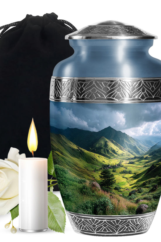 Mountain Valley Cremation Urn - Scenic Memorial Urn For Human Ashes
