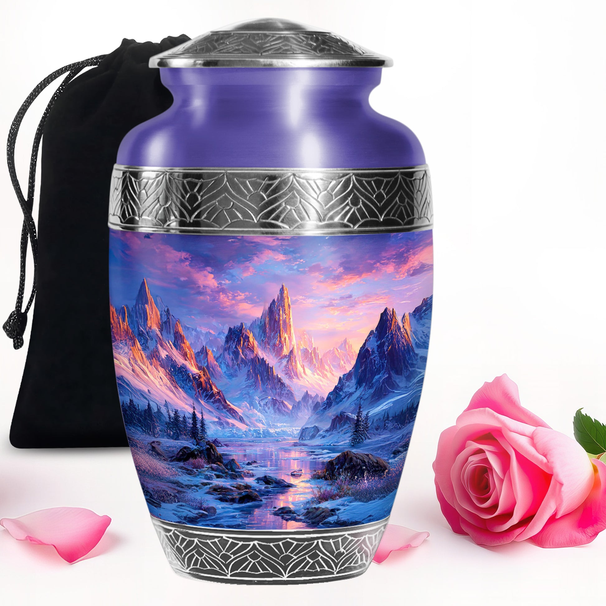 Mountain Sunset Cremation Urn - Nature Landscape Cremation Urn For Burial