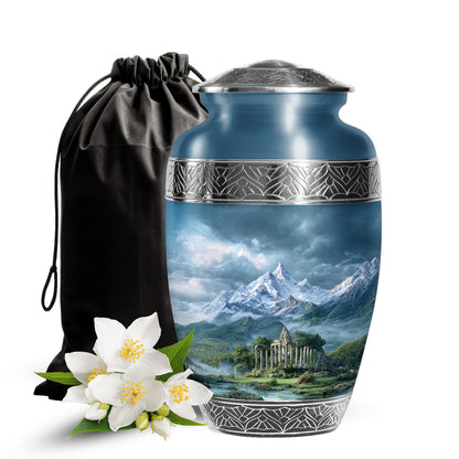 Snow Mountain Cremation Urn - Scenic Memorial Urn For Human Ashes