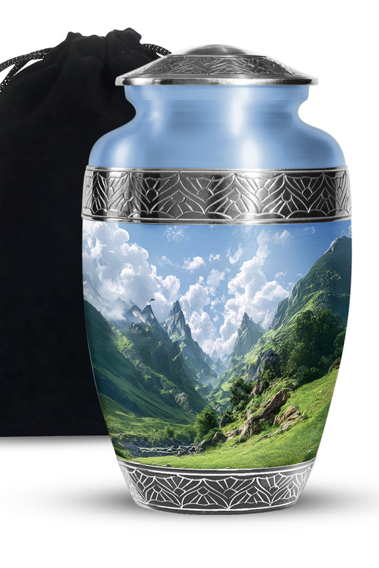 Peaceful Hills Theme Funeral Urn - Mountain Memorial Urn For Adult Ashes