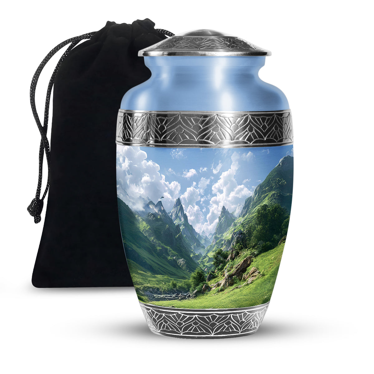 Peaceful Hills Theme Funeral Urn - Mountain Memorial Urn For Adult Ashes