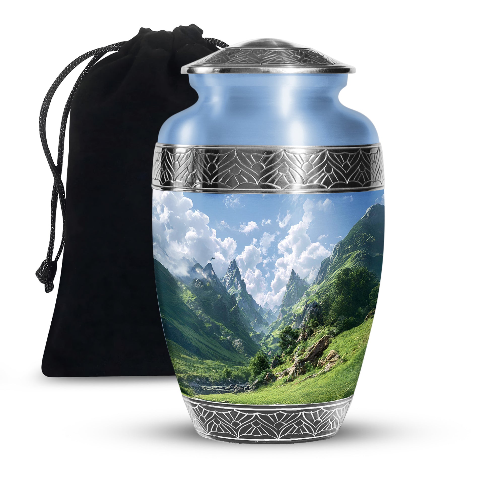 Peaceful Hills Theme Funeral Urn - Mountain Memorial Urn For Adult Ashes