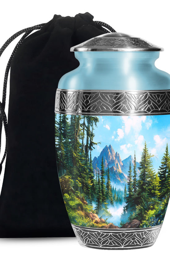 Forest Mountain Funeral Urn - Peaceful Nature Memorial Urn For Human Ashes