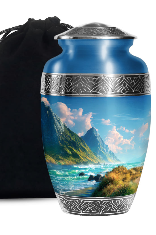 Ocean Mountain Cremation Urn - Peaceful Funeral Urn For Loved Ones