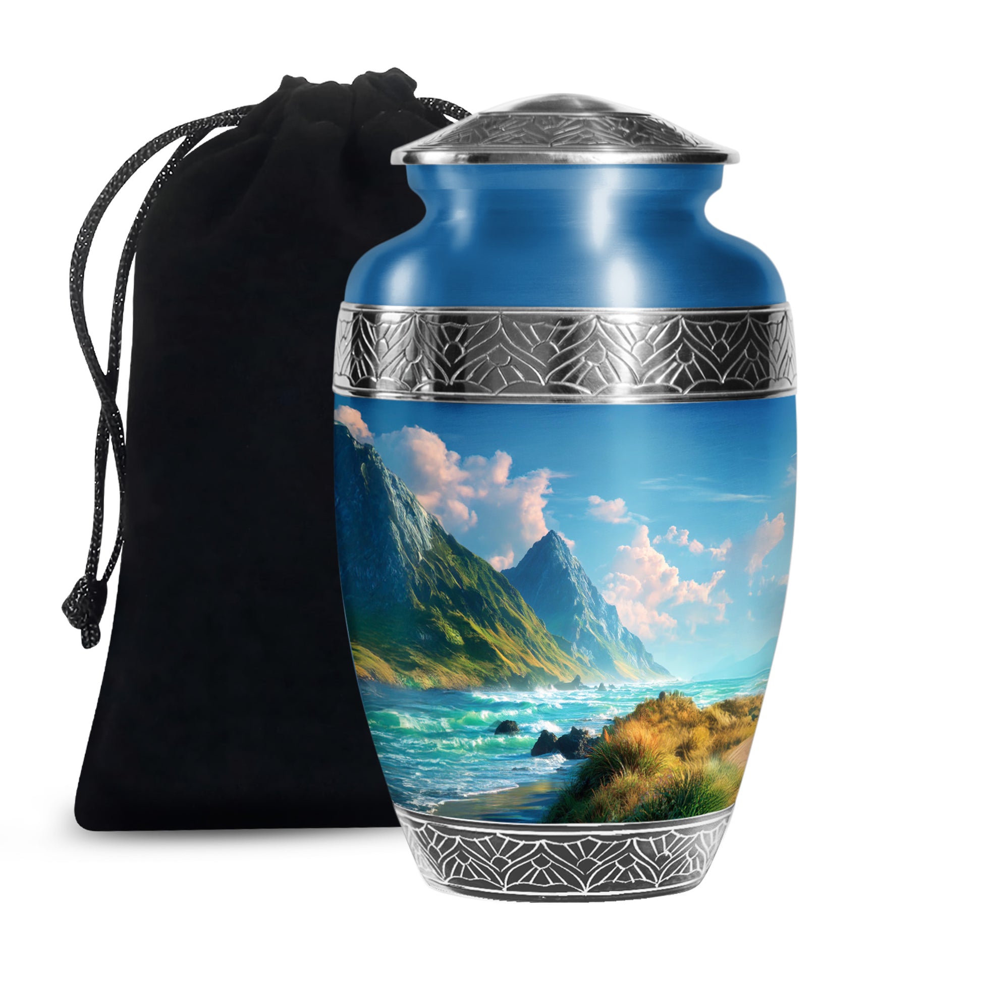 Ocean Mountain Cremation Urn - Peaceful Funeral Urn For Loved Ones
